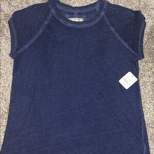 Free People Navy Short Sleeve Tee